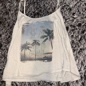 Beige Graphic Palm-Print Tank Top - Salt In The Air Sand In My Hair